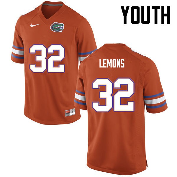 Florida Gators Youth #32 Adarius Lemons College Football Orange